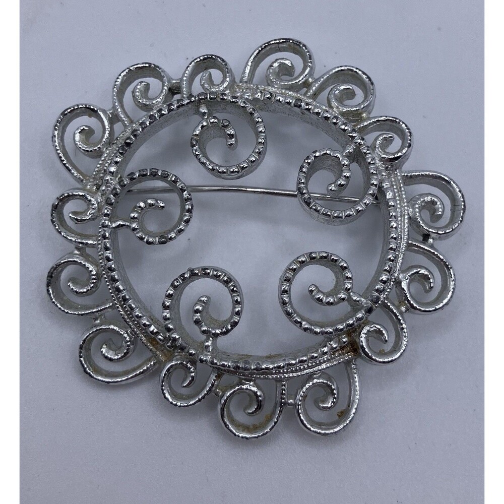 Vintage Sarah Coventry Silvery Mist 1971 Pin Brooch MCM Night Out Fashion